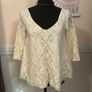 American Eagle Outfitters Cream Lace Blouse